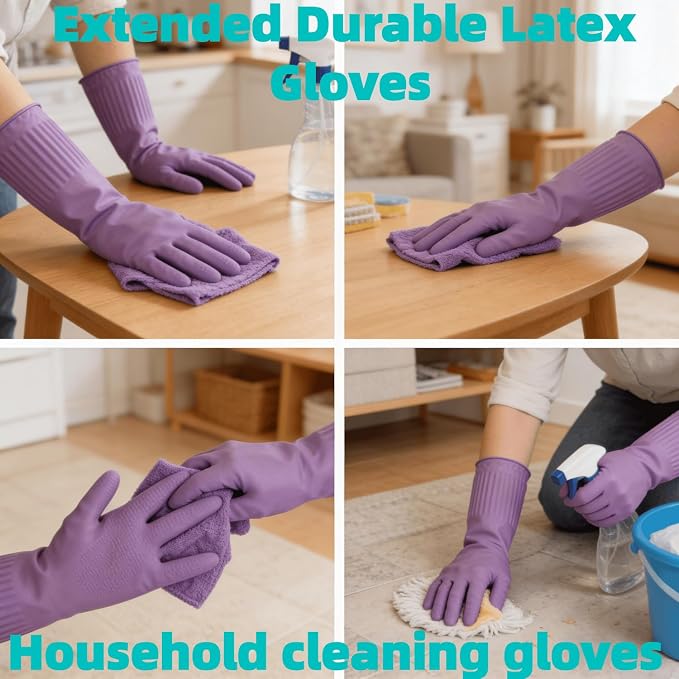 Household Cleaning 18inch Kitchen Dishwashing Rubber Gloves | Red Long Sleeved Heavy-duty Waterproof gloves, household kitchen dishwashing, Long cuffs, Reusable, Non slip