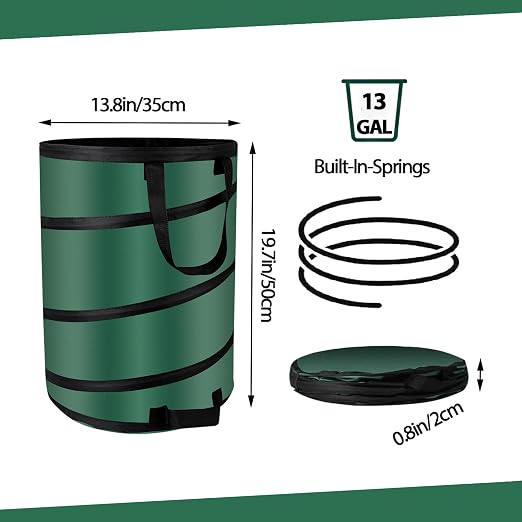 Camping Trash Can, Pop Up Collapsible Garbage Can, 10 Gallons, Foldable Recycle Bin Made of 600D Oxford Cloth for Gardening, Camping and Home Storage (Green)