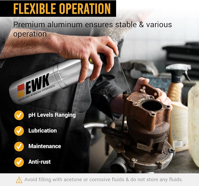 EWK 17 oz (500ml) Refillable Aluminum Aerosol Spray Can for Brake, Engine & Machine Cleaning, Thickened Body, Long Spray Time | Refillable Spray Can, Longer Spray Time