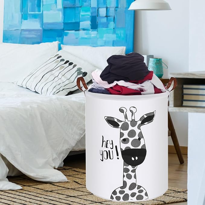 Collapsible Laundry Basket in Bedroom Waterproof Laundry Hamper in Bathroom Large Laundry Bag in College Dormitory Cloakroom Livingroom Nursery Organizer Toy Bin Giraffe-002