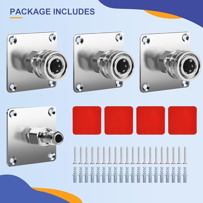4 Sets Foam Cannon Holder, 1/4" Quick Connect Pressure Washer Holder | Automatic Foam Cannon Mount, Stainless Steel Pressure Washer Nozzle Tip Holder for Foam Accessory Tool Holder, Easily Install