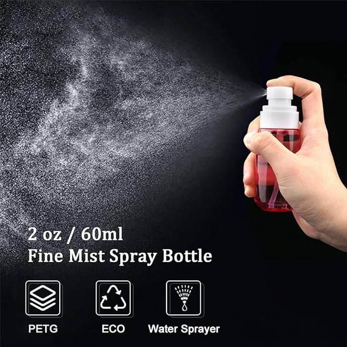 Travel Spray Bottle TSA Approved 2oz 3 PCS Fine Mist Spray Bottles | Leak Proof, 60ml Empty Plastic Refillable Spray Bottle, for Perfume, Essential Oils, Toners Rose Water, Cosmetics (3color)