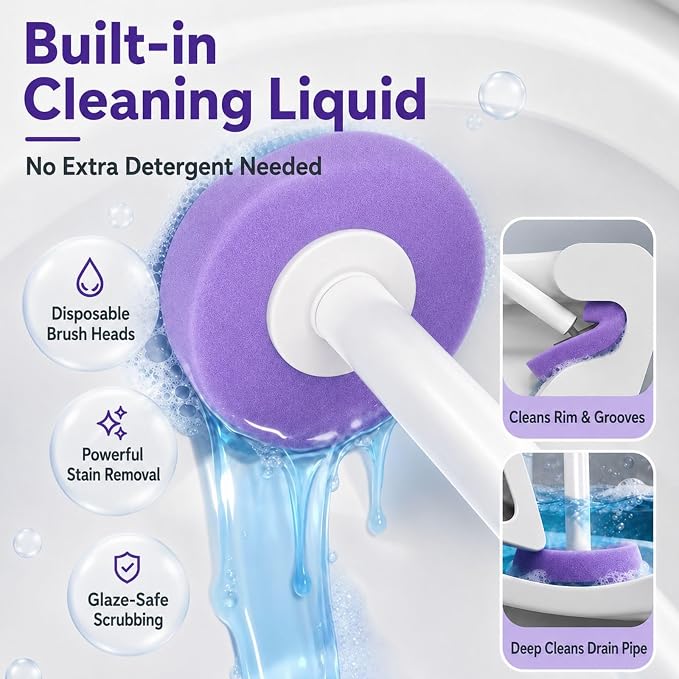 48 Count Disposable Toilet Brush Refill Heads, KZKR Toilet Wand Refills | Upgraded 4-Layer Toilet Cleaner Refill Pads for Bathroom Cleaning Supplies, Bulk Economy Pack, Light Lavender Scent