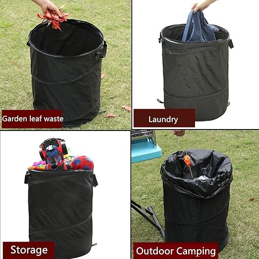 10 Gallon Camping Trash Can, Collapsible, Pop up Trash Can for Camping, Travel, Outdoor,Home,Black Color