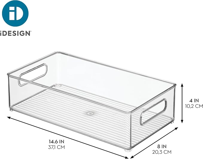 iDesign Stackable Fridge Bin | Storage Bin for Freezer or Pantry Organization, Clear, Made in USA