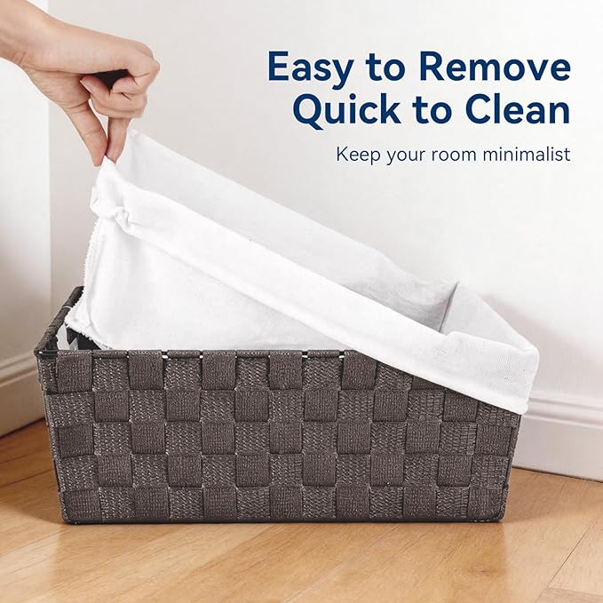 Whitmor Woven Strap Liner Shelf Tote,Storage Basket,Espresso