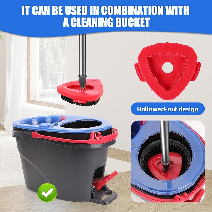 Spin Mop Scrub Brush Replacement (2 Pack +1 Base) for Ocedar RinseClean 2-Tank System – Stiff Bristles for Deep Grout & Tile Cleaning, Heavy Duty Bathroom & Kitchen Scrubber, Long-Lasting Gray Heads