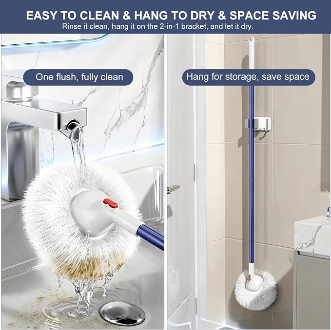 Shower and Tub Scrubber Brush - Non-Scratch Cleaning Brush for Bathtub Sink | Long Handle, 2 Tile Cleaner Brush Refills, 360° Flexible Brush, Cleaning for Bathroom Shower Tile Tub Sink Acrylic Glass Wall