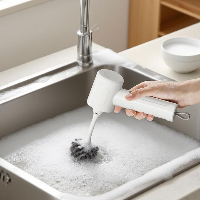 Electric Spin Scrubber, Cordless Handheld Brush, 2 Speeds | 4 Attachments1500mAh Battery IPX7 Waterproof 120-Min Runtime for Kitchen Bathroom Stovetop Glass Car