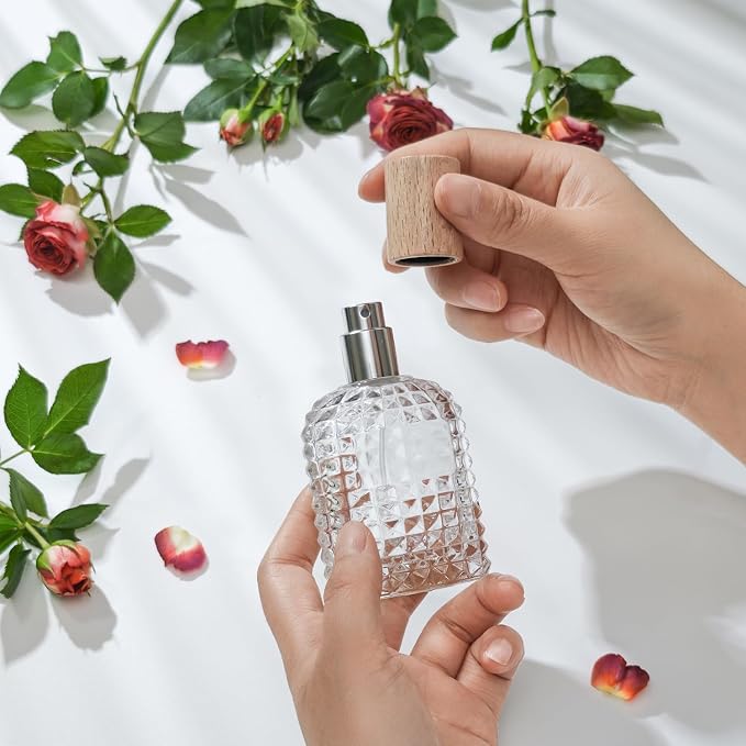 50ml/1.7 Oz Glass Spray Bottle Perfume Atomizer Empty Refillable | Perfume Travel Spray Bottle,Fine Mist Cologne Perfume Container with 3 Kinds of Dispenser