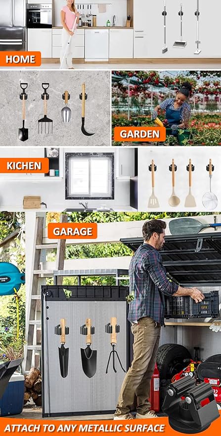 AKOAK Broom and Mop Rack Holder, Wall Storage Organizer, Screw Mount, Garden Tool Organizer Stainless Steel Mop Rack, Home, Kitchen, Bathroom, Garden, Garage Storage (4 PCS, Silver)