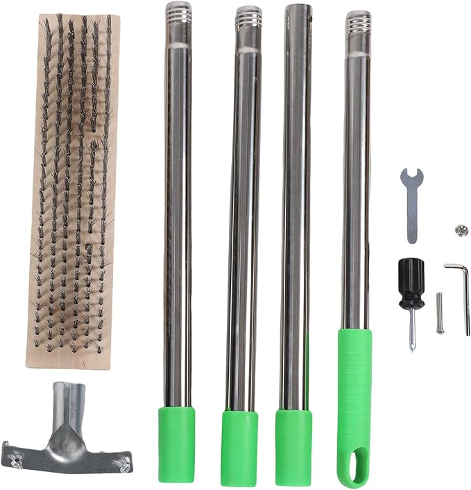 Floor Scrub Brush, Stainless Steel Adjustable 80-160cm Handle Scrub Brush with Long Handle Deck with Detachable Sections for Bathroom Patio Garage Kitchen Deck