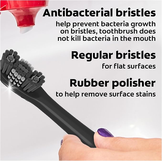 Colgate 360 Battery Powered Replacement Toothbrush Heads, Black, 2 Pack | Fits Any Colgate 360 Battery Powered Electric Toothbrush, Soft Bristles, Rubber Polisher, Removes Odor-Causing Bacteria