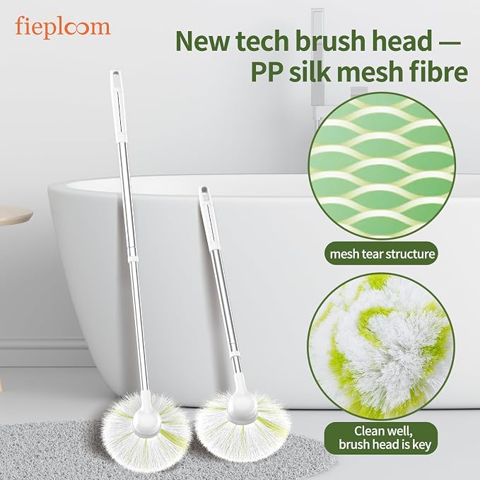 Non-Scratch Tub Tile Scrubber Brush, 28" Extendable Pole（2-Pack） | Soft Tub Brush Mop, Shower Brush with Long Handle for Bathtub Bathroom Sink Basin Tile Wall