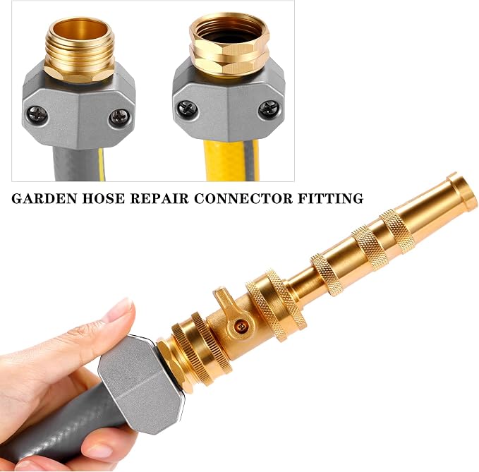 Zinc and Aluminum Male and Female Coupling, Fits All 5/8-Inch and 3/4-Inch Garden Hose Repair Fitting, 2 Pack(Female & Male) | Zinc and Aluminum Hose End Repair