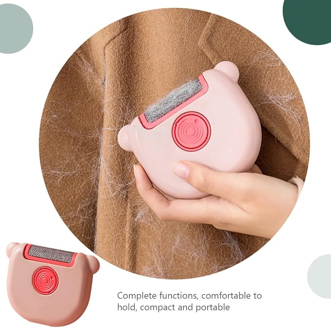 3-in-1 Clothes Lint Remover Fabric Shaver Hairball Trimmer with Rotating Roller, Portable Static Removal Brush for Daily Laundry Use, Pink