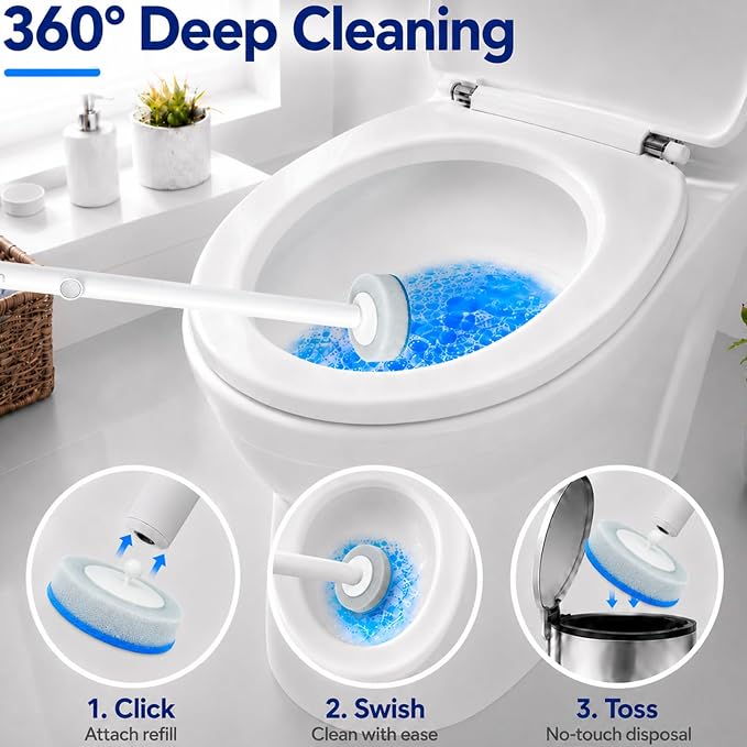 UFORU Toilet Wand Refills, 36 Count Disposable Toilet Brush Refill Pads | Preloaded Cleaner, Water-Activated Formula, Tough-Stain Scrubbing, Bathroom and RV Use, Fits Most Brands, No Handle or Caddy