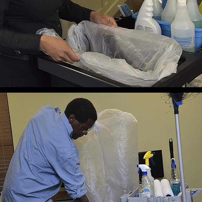 Aluf Plastics 12 - 16 Gallon Clear Trash Bags (1000 Count) - 24" x 33" - 8 Micron Equivalent High Density Value Garbage Bags for Bathroom, Office, Industrial, Commercial, Janitorial, Recycling