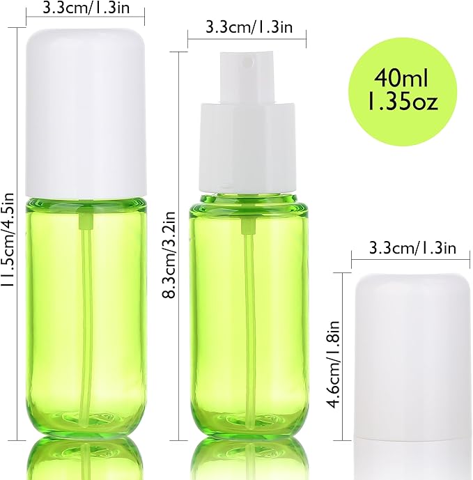Small Spray Bottles 4Pack 40ml Fine Mist TSA Travel Size Toiletries | 1.35oz Empty Mini Spray Bottles Refillable Plastic Travel Bottle Set for Hair, Face Toner, Plants, Cleaning