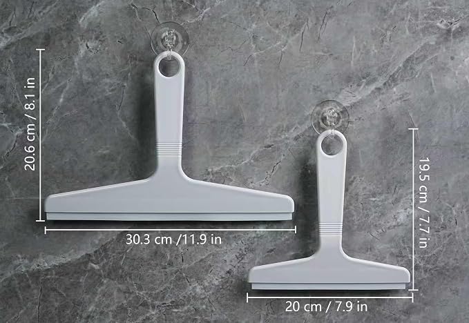 New Talent 2 PCS Shower Squeegee White, for Shower Glass, Shower Doors, Bathroom, Window and Car Glass(1 Large and 1 Small)