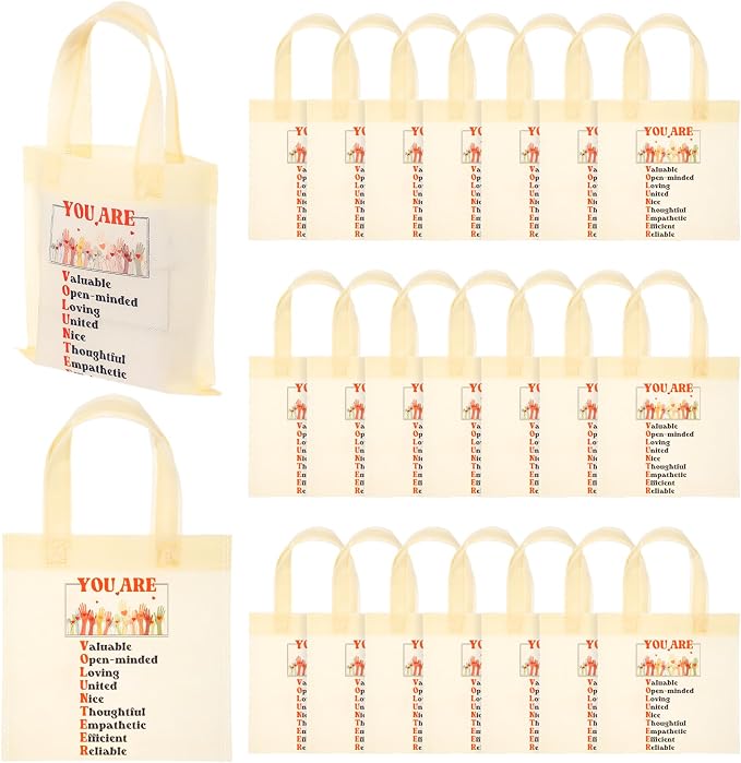 Tallew 50 Pcs Volunteer Appreciation Gift Bags Bulk Small Non Woven Bags with Handles Thank You Gifts for Volunteers Teacher Women Nurse