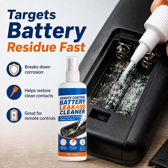 Remote Control Battery Leakage Cleaner, Battery Terminal Cleaner，100ml-2pcs | Precision Cleaning, Safe for Battery Contacts, Includes Microfiber Cloth, For Residue Buildup
