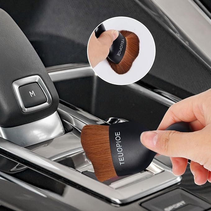 Car Detailing Brush for Interior Dusting and Air Vents,Bronze | Soft synthetic bristles clean dashboards, vents, and consoles. Lightweight PP handle is suitable for dry or wet use.