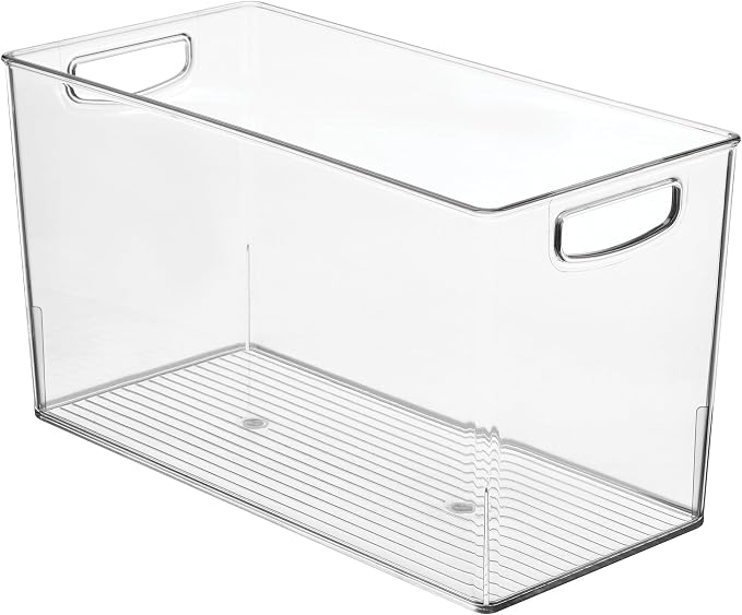 iDesign Pantry Bin with Handles, Clear | Kitchen Storage, For Cabinets, For Pantry, For Fridge
