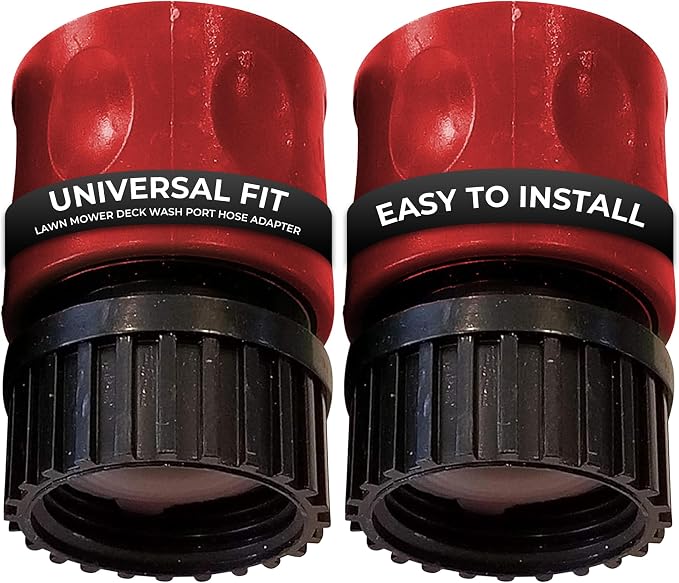 Quick Connect Deck Wash Adapter, Fits Husqvarna & Cub Cadet, Red, 2-Pack | Also compatible with Troy-Bilt, Craftsman & John Deere. Cross-refs 921-04041, 416405, GX22425. OEM-style, no tools needed.
