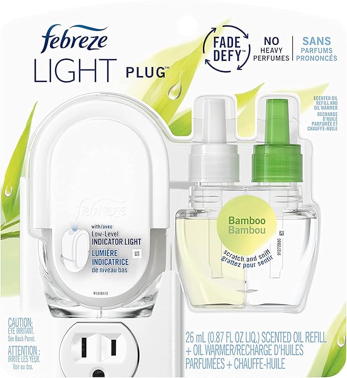 Febreze Light Plug Bamboo Starter Kit with Fade Defy Technology Pack of 2