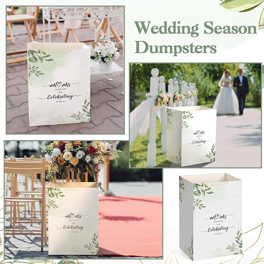 Domensi 4 Pcs 13 Gallon Disposable Trash Cans for Parties Wedding | Foldable Cardboard Trash Can, 15.75 x 11.81 x 9.84, Collapsible Garbage & Recycling Bins for Wedding, Events & Kitchen