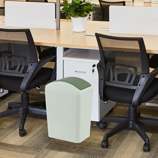 4.5 Gallon Slim Trash Can, Plastic Trash Can with Swing Lid, Green | Durable Plastic Material, Swing Top Lid, Ideal for Bathroom, Bedroom, Office and Dorm