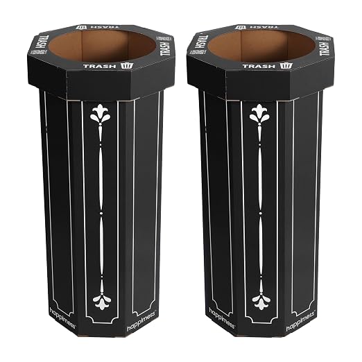 Eyely MPH1301A-SET2 Sal 25-Gallon Disposable Corrugated Cardboard Event Trash Can and Recycling Bin for BBQs, Beach, Parties & Events & Outdoor Activities, Bridal Black (Set of 2)