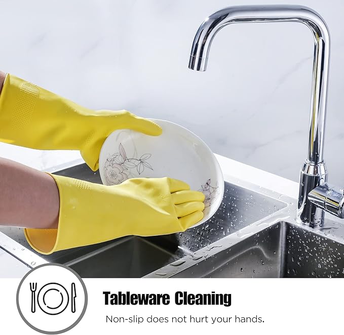 Rubber gloves dishwashing 2 or 4 Pairs for Kitchen,Cleaning gloves for household Reuseable.
