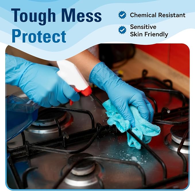 Food Safe Disposable Gloves Latex Free, Blue | Food Grade Nitrile Rubber Gloves, Latex-Free Powder-Free for Food Prep, Cooking, Household Cleaning