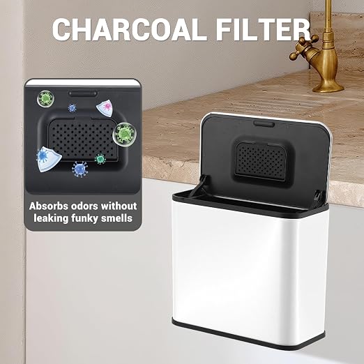 1.3 Gallon/5L Stainless Steel Step Trash Can, Soft Close Garbage Bin with Detachable Inner Bucket,Fingerprint Resistant,Dual-Use Waste & Recycling Container for Home Kitchen, Bathroom and Office