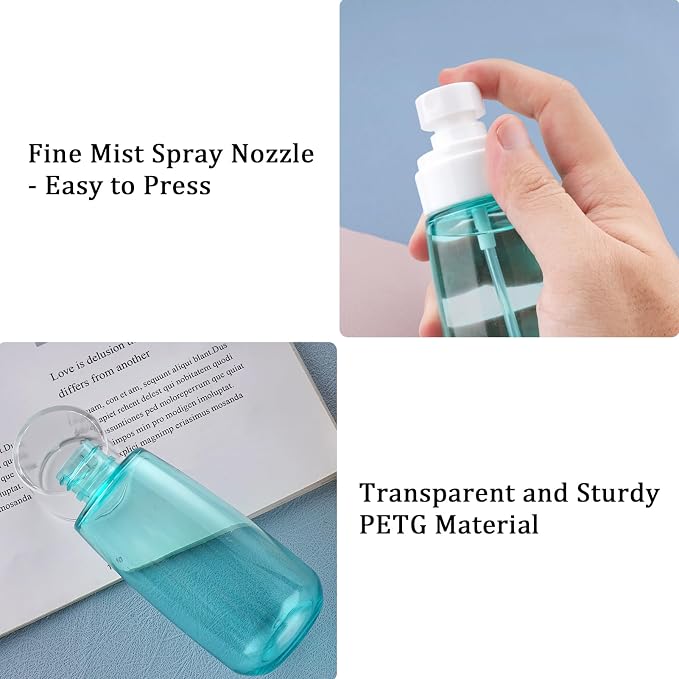 Spray Bottle for Hair TSA Approved 3.4oz 100ml 3 Pack Leak Proof Travel Spray Bottle Empty Refillable Small Spray Bottles for Perfume Essential Oils Toners Rose Water Cosmetics (3Green)