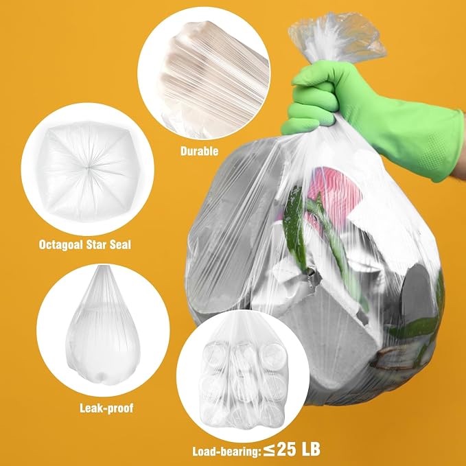 Small Trash Bags 4 Gallon Bathroom Garbage Bags | 100 Count, 4 Colors, Clear Unscented Plastic Mini Trash Bags for Kitchen, Waste Baskets, Office, Bedroom and Car