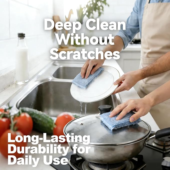 Non-Scratch Kitchen Cleaning Scrub Pads -16 Pack Random Color, 12.5x8.5 cm Gentle Scrubbers for Non-Stick Cookware Dishes FORUMALL (16PCS)
