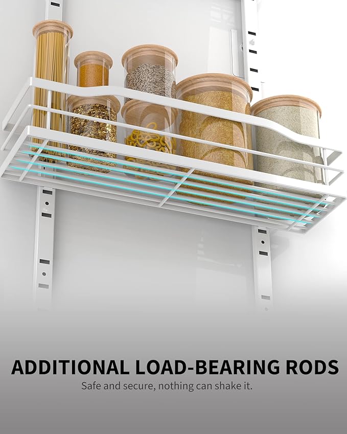 Moforoco White 9-Tier Over The Door Pantry Organizer, Pantry Organization And Storage, Metal Hanging Spice Rack Shelves Door, Home & Kitchen Essentials, Laundry Room Bathroom Organization (Pack of 2)