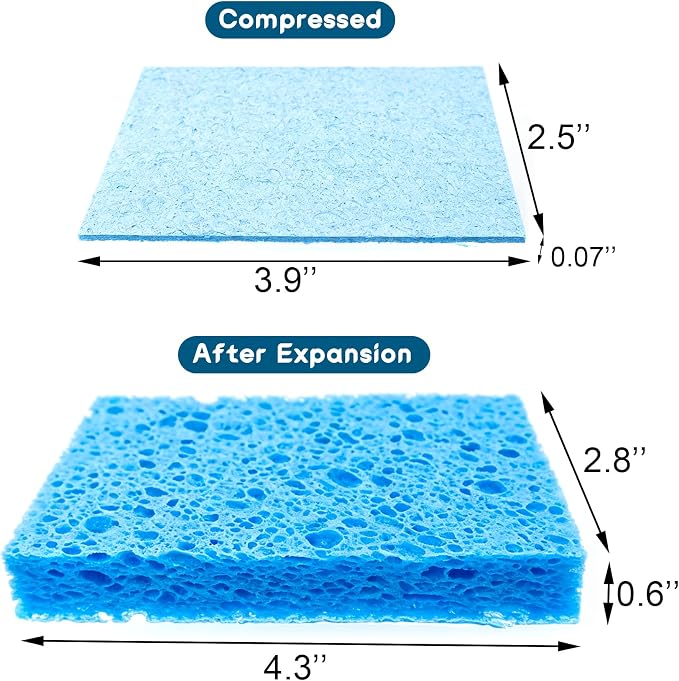 12 PCS Compressed Cellulose Sponges, Kitchen Dishwashing Sponges | Soft, Non-Scratch, Reusable Sponge for Cleaning Dishes, Cookware, Bathroom, Household Use