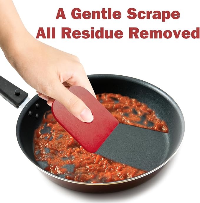 Pan Scraper, 10 Pcs Pot & Dish Scraper Plastic, Sturdy Scraper Kitchen Tool, Red | Pot Scraper Non Scratch for Cast Iron, Pot and Pan Cleaning, Food Scraper for Dishes, Home & Apartment Essentials, Red