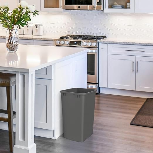 Rev-A-Shelf Double Pullout Garbage Trash Cans for Kitchen Cabinets, 35 Qt | Replacement Large Capacity Waste/ Recycling Bins for Kitchen Cabinet Pullouts, Gray, RV-35-13-2
