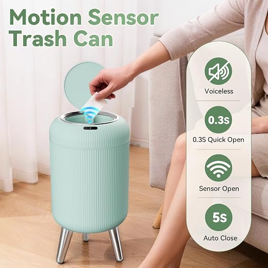 Touchless Sensor Bedroom Trash Can with Lid,Small Wastebasket(Blue) | Automatic Diaper Garbage Can,Convenient and Hygienic Easy to Use,Mini Motion Sensor Trashcan for Office/Bathroom/Outdoor/Dorm