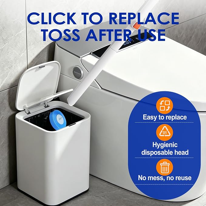 54 Count Disposable Toilet Bowl Wand Refills, Toilet Cleaning Refills, Disinfecting Scrubbing Pads,60 Count Disposable Toilet Brush Refills, Toilet Cleaning Sponges Heads for Bathtub, Floor, Drain