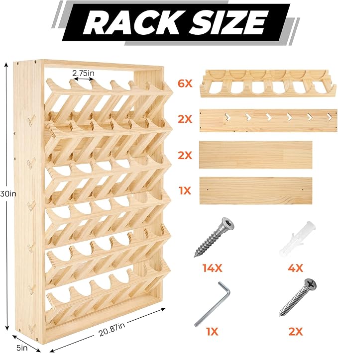 Sidasu Spray Can Storage Rack, 36-Can Wall Mount Spray Can Holder | 6-Tier Design, Wooden Spray Bottle Holder, DIY Paintable, Paint Can Organizer for Garages and Workshops