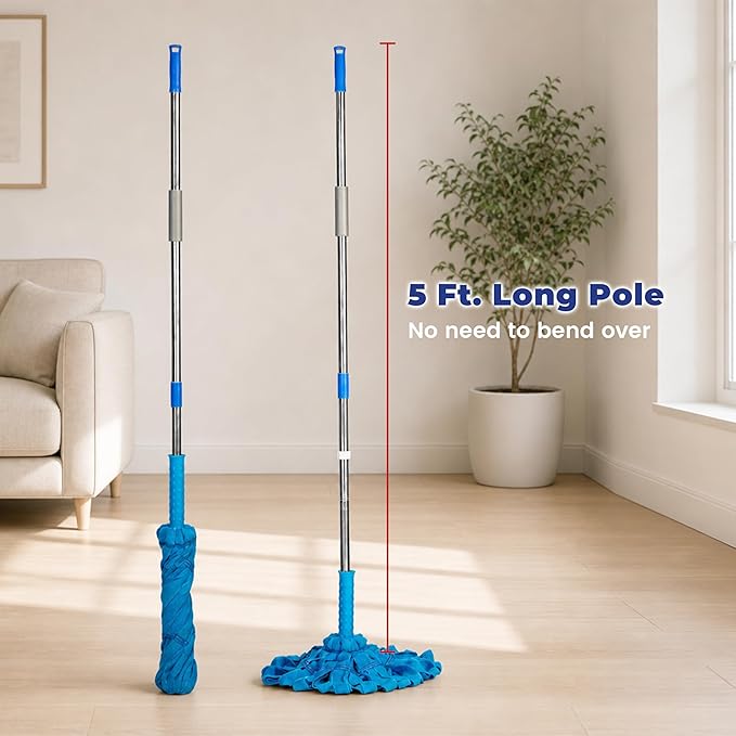 EaseYourDay Self-Wringing Twist Mop, Microfiber Floor Mop with 2 Heads