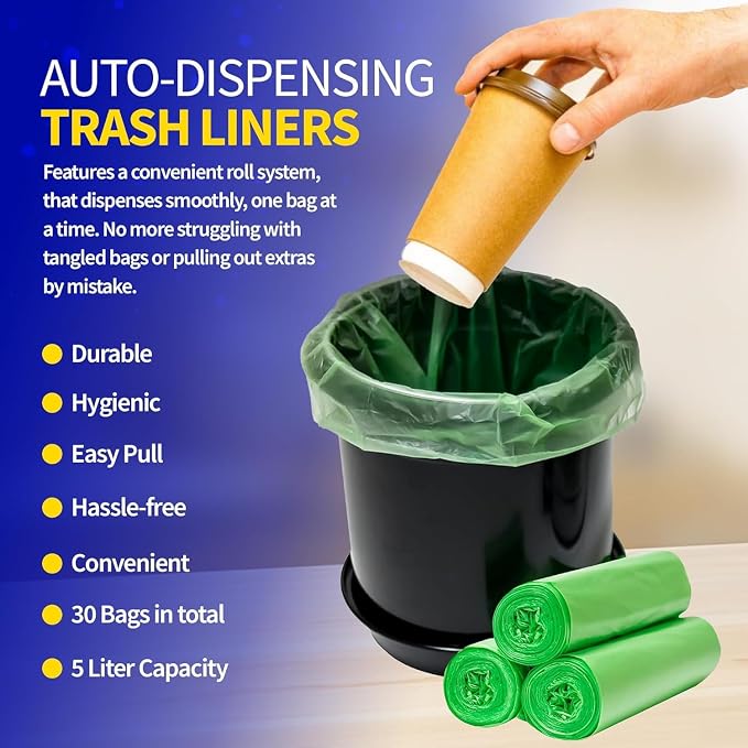 Pet Fit For Life 1.3 Gal Leak-Proof Wastebasket Liners, 30 Count - Small | 10 Leak-Resistant Small Trash Bags for Dog Droppings, Home, Office & Restroom Waste Disposal and Cleanup for Daily Use
