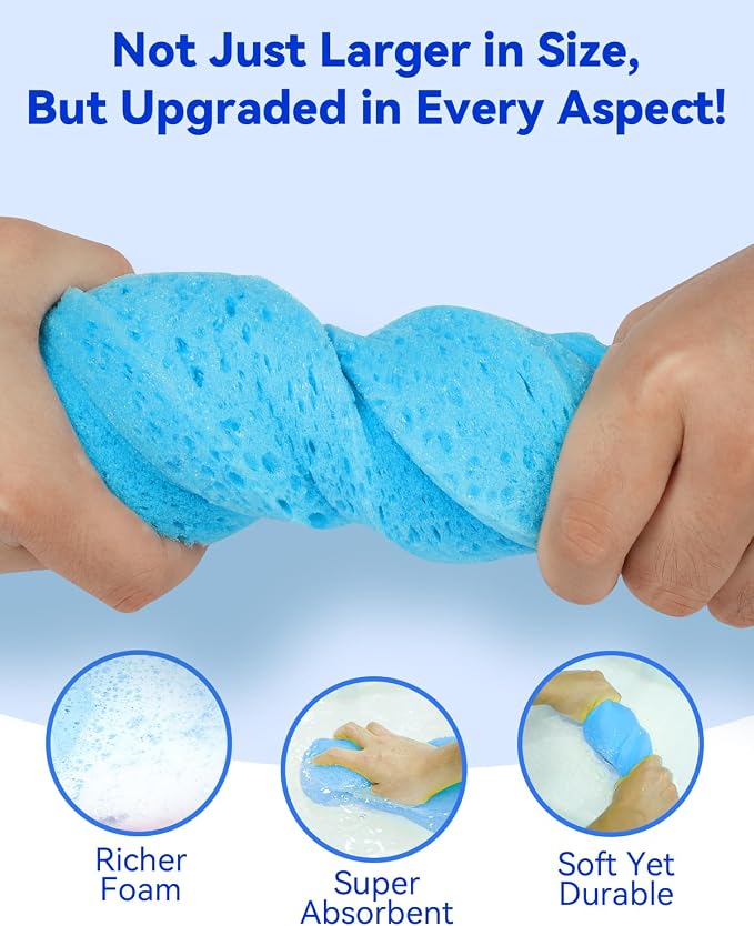 Temede Large Car Wash Sponges, Extra Thick Foam Sponges, 5-Pack | 9.1" x 4.3" x 2.4", Extra Thick, Multi-Purpose Cleaning, Kitchen, Bathroom, Household