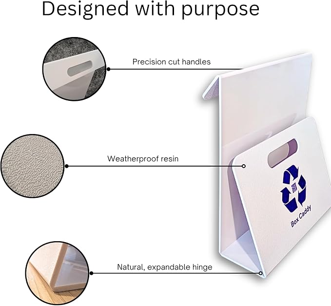 Box Caddy Cardboard Recycling Organizer. Store & Carry boxes. (White) | Eliminates Cardboard Clutter. High Capacity, Durable, Indoor/Outdoor. Home and Business use.